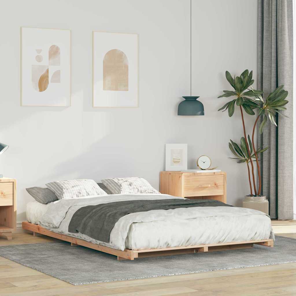 Bettrahmen Braun 120 x 190 cm Massives Kiefernholz