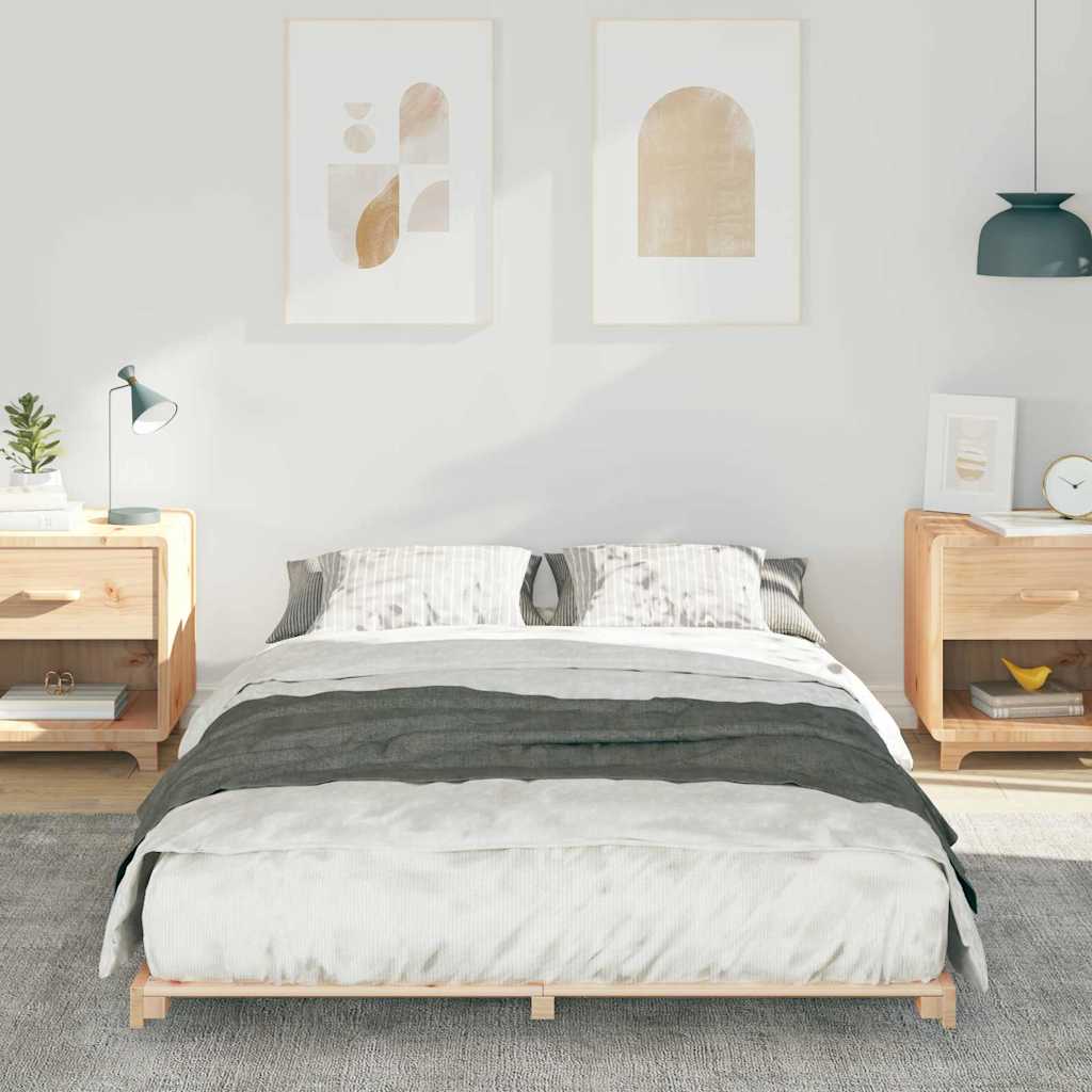 Bettrahmen Braun 120 x 190 cm Massives Kiefernholz