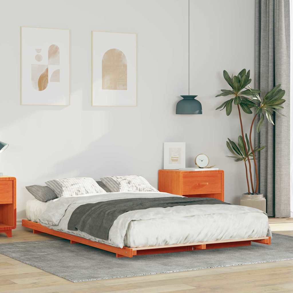 Bettrahmen Wachsbraun 120 x 190 cm Massives Kiefernholz