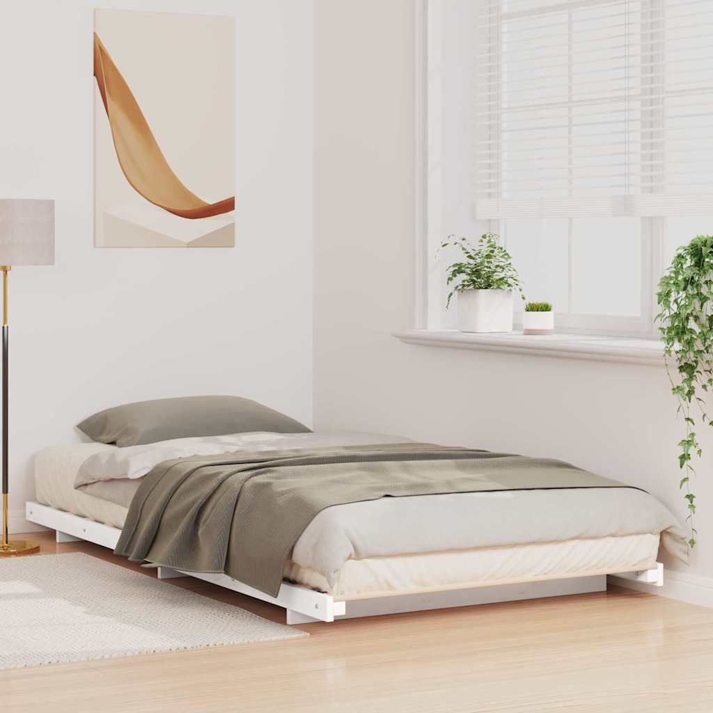Bettrahmen Weiß 75 x 190 cm Massives Kiefernholz