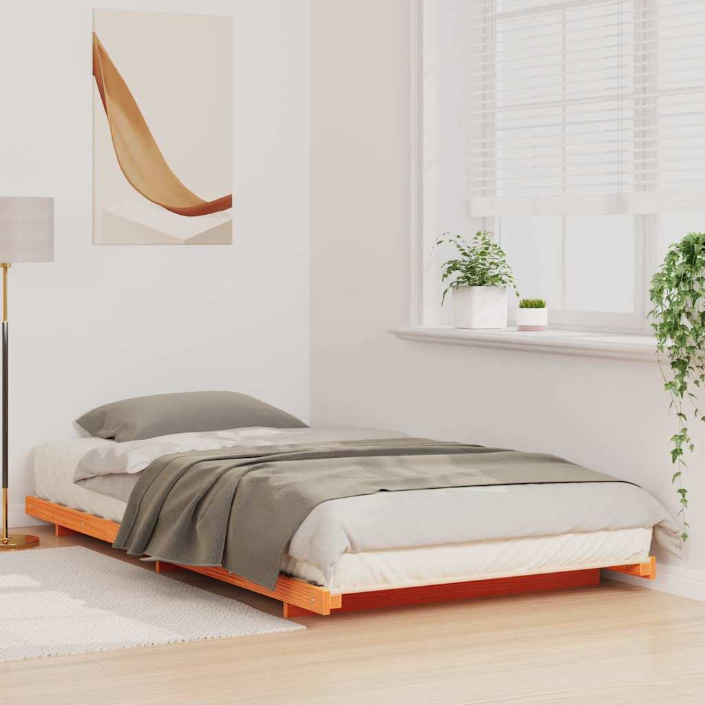 Bettrahmen Wachsbraun 75 x 190 cm Massives Kiefernholz