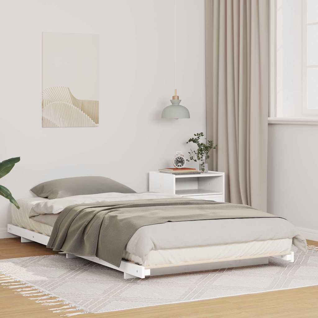 Bettrahmen Weiß 90 x 210 cm Massives Kiefernholz