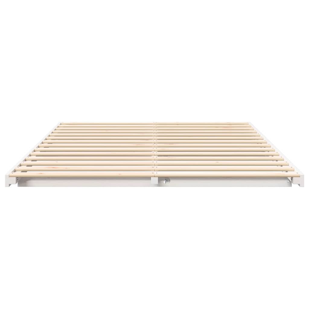 Bettrahmen Weiß 140 x 210 cm Massives Kiefernholz