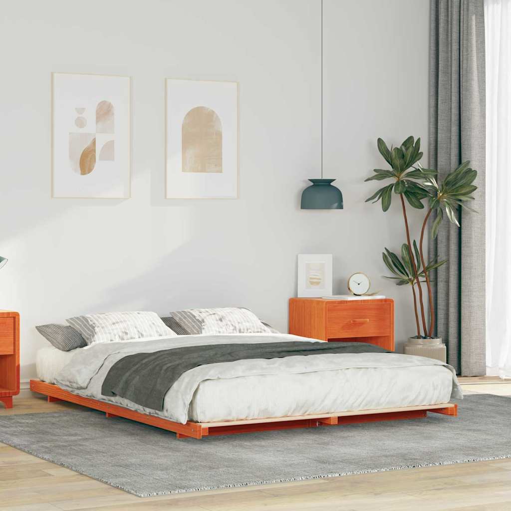 Bettrahmen Wachsbraun 140 x 210 cm Massives Kiefernholz