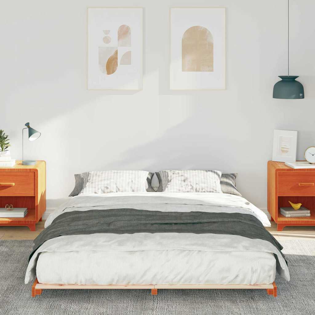 Bettrahmen Wachsbraun 140 x 210 cm Massives Kiefernholz