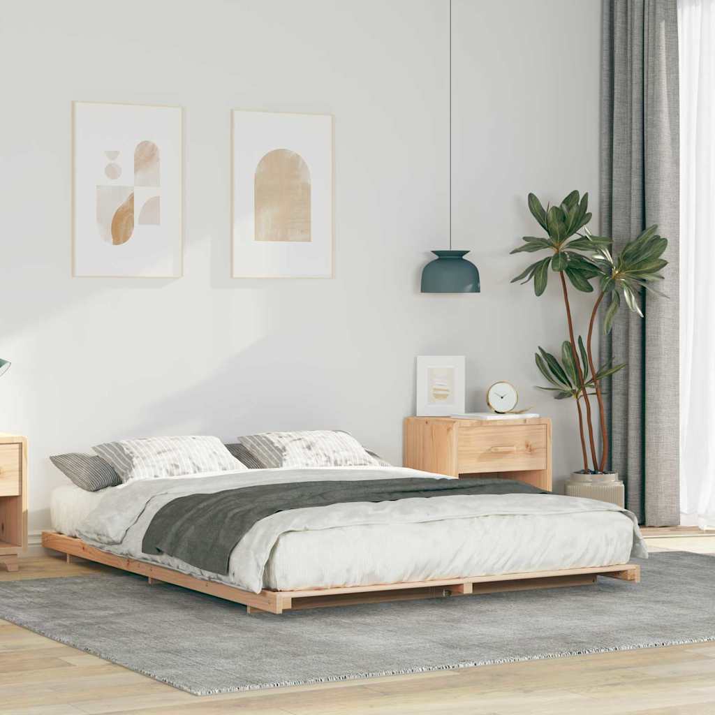Bettrahmen Braun 160 x 210 cm Massives Kiefernholz