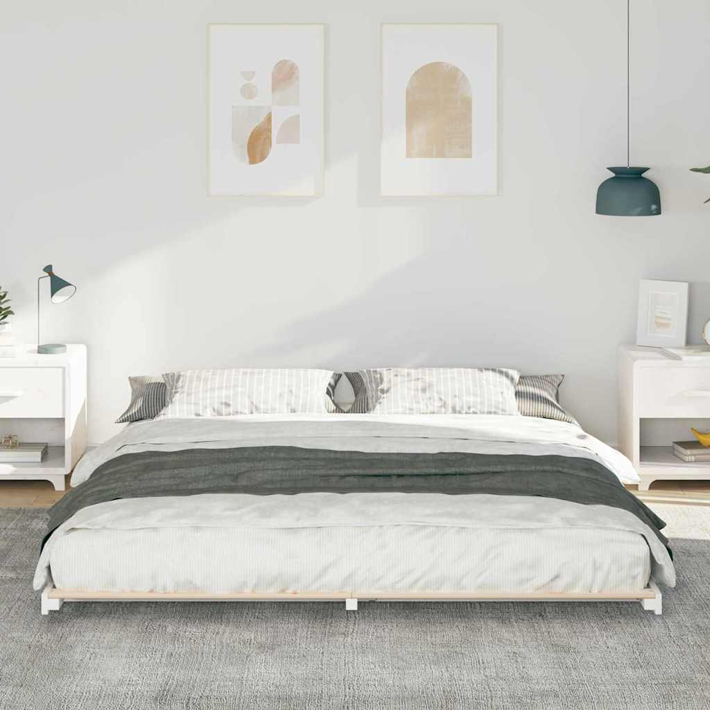 Bettrahmen Weiß 180 x 210 cm Massives Kiefernholz