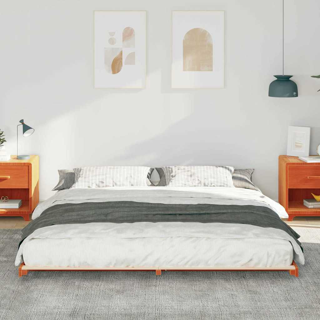 Bettrahmen Wachsbraun 180 x 220 cm Massives Kiefernholz