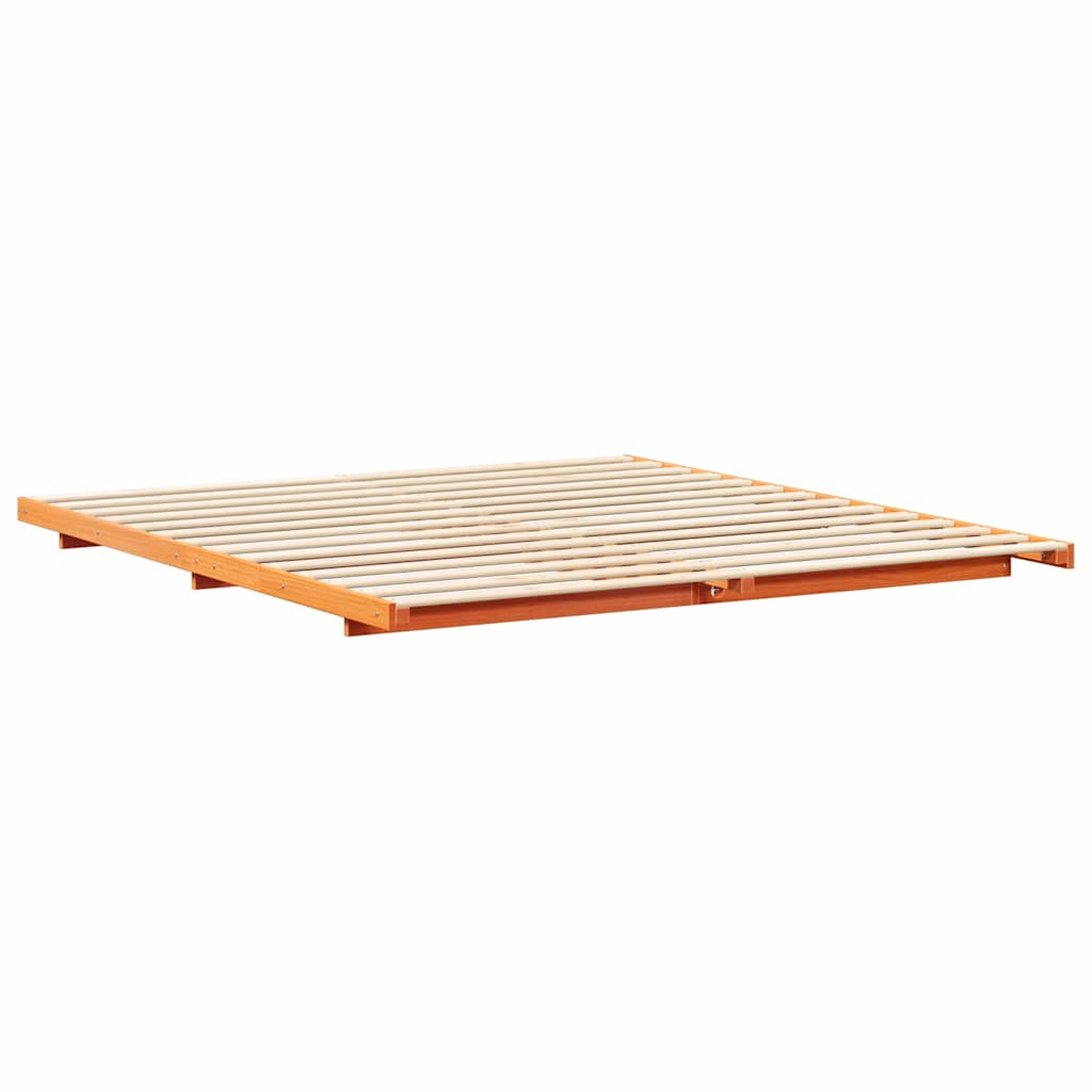 Bettrahmen Wachsbraun 200 x 220 cm Massives Kiefernholz