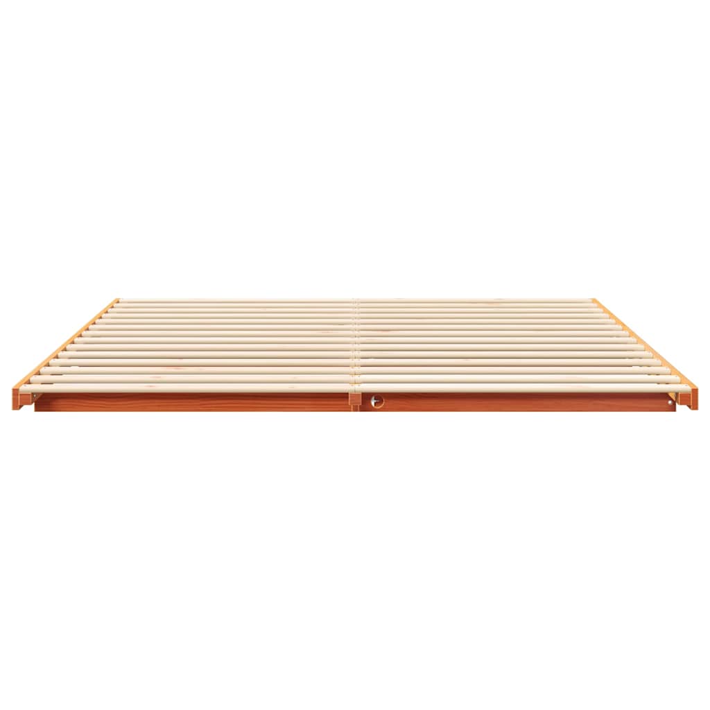 Bettrahmen Wachsbraun 200 x 220 cm Massives Kiefernholz