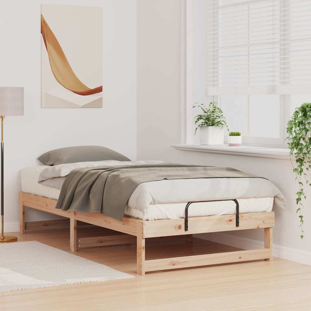 Bettrahmen Braun 75 x 190 cm Massives Kiefernholz