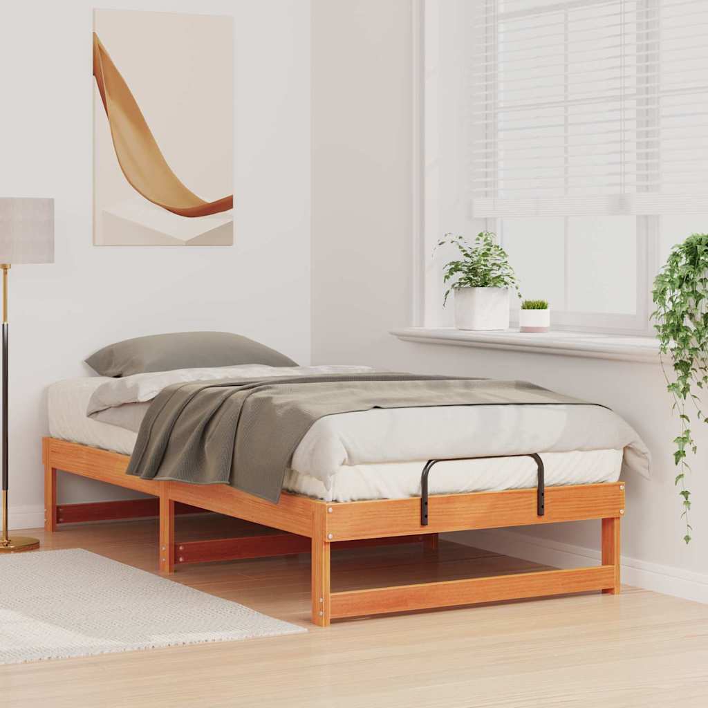 Bettrahmen Braun 75 x 190 cm Massives Kiefernholz