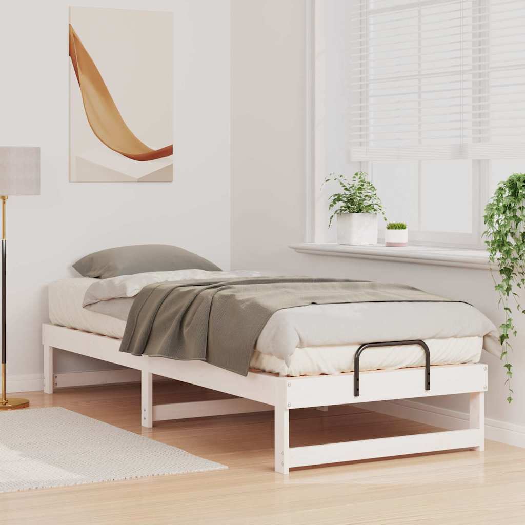Bettrahmen Weiß 80 x 210 cm Massives Kiefernholz