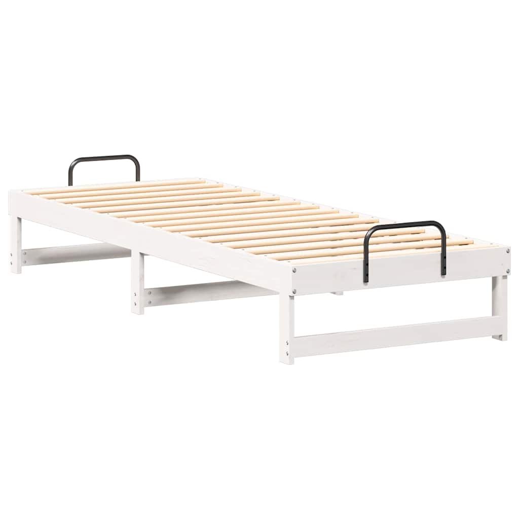 Bettrahmen Weiß 90 x 210 cm Massives Kiefernholz