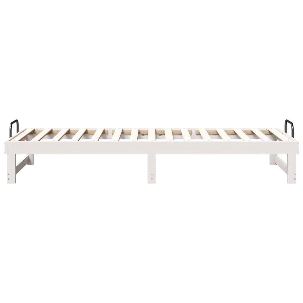 Bettrahmen Weiß 90 x 210 cm Massives Kiefernholz