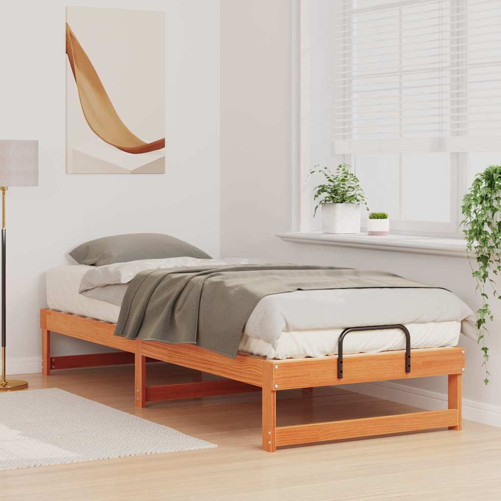 Bettrahmen Braun 90 x 210 cm Massives Kiefernholz