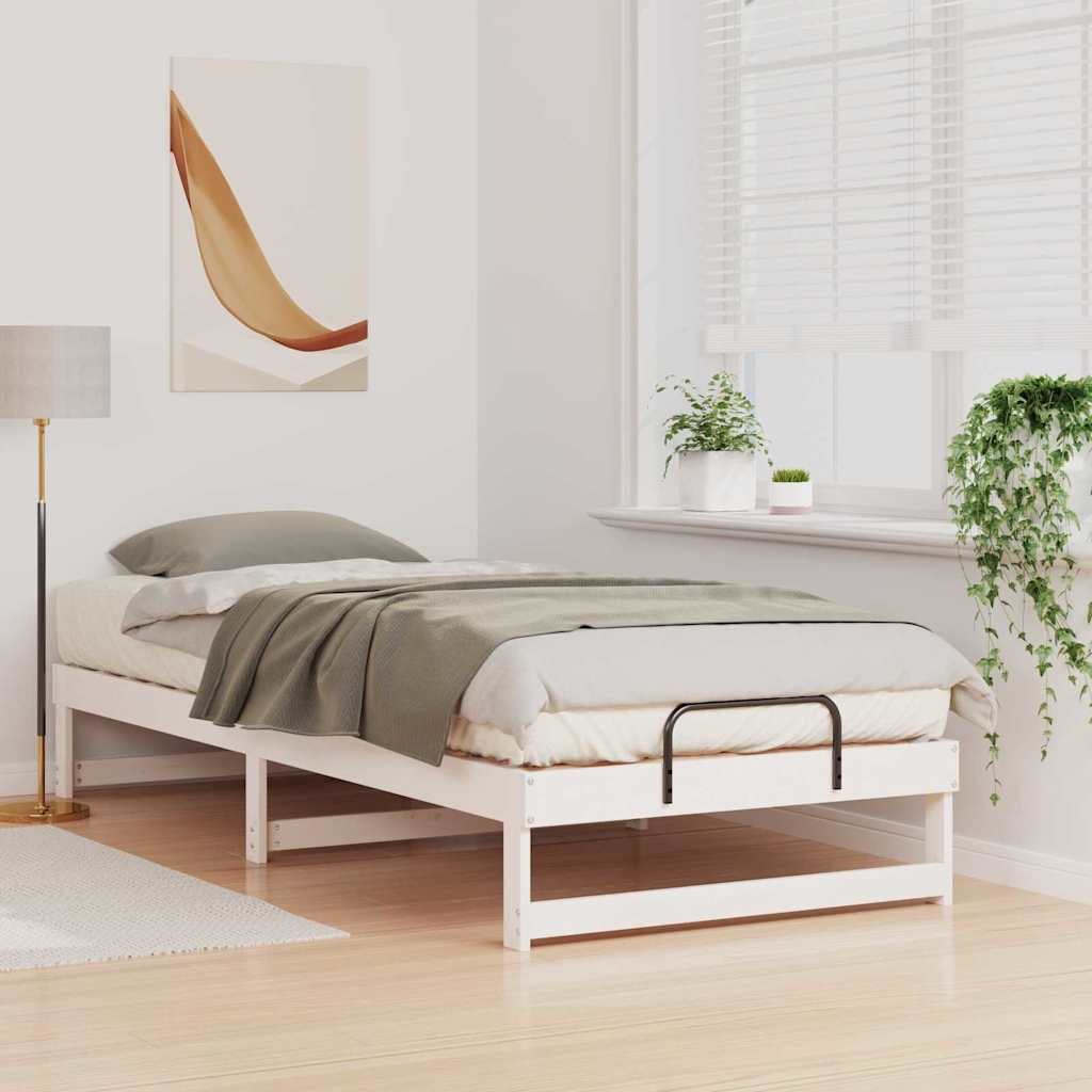 Bettrahmen Weiß 80 x 220 cm Massives Kiefernholz