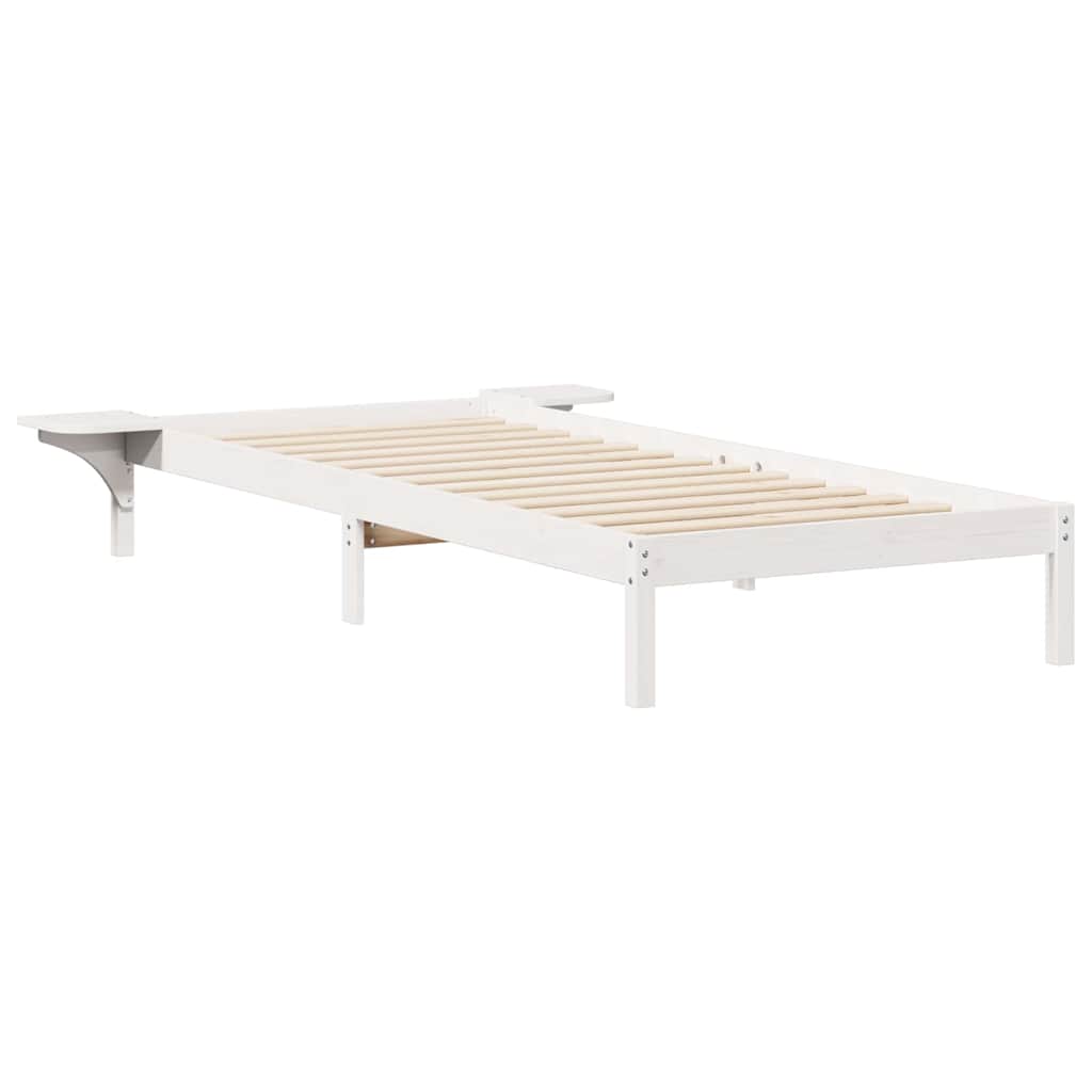 Bettgestell mit Nachttischen Weiß 90 x 210 cm