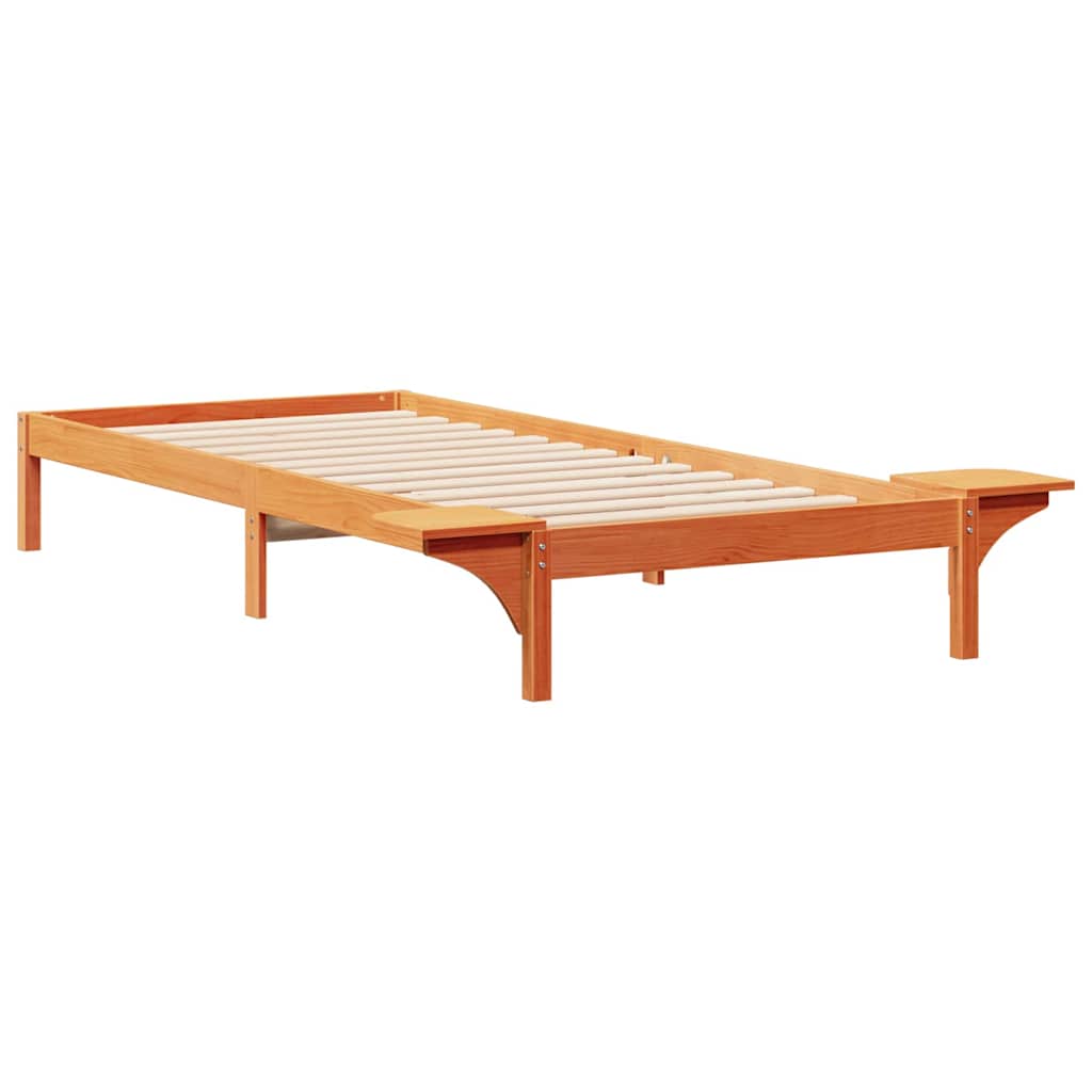 Bettgestell mit Nachttischen Wachsbraun 90 x 210 cm