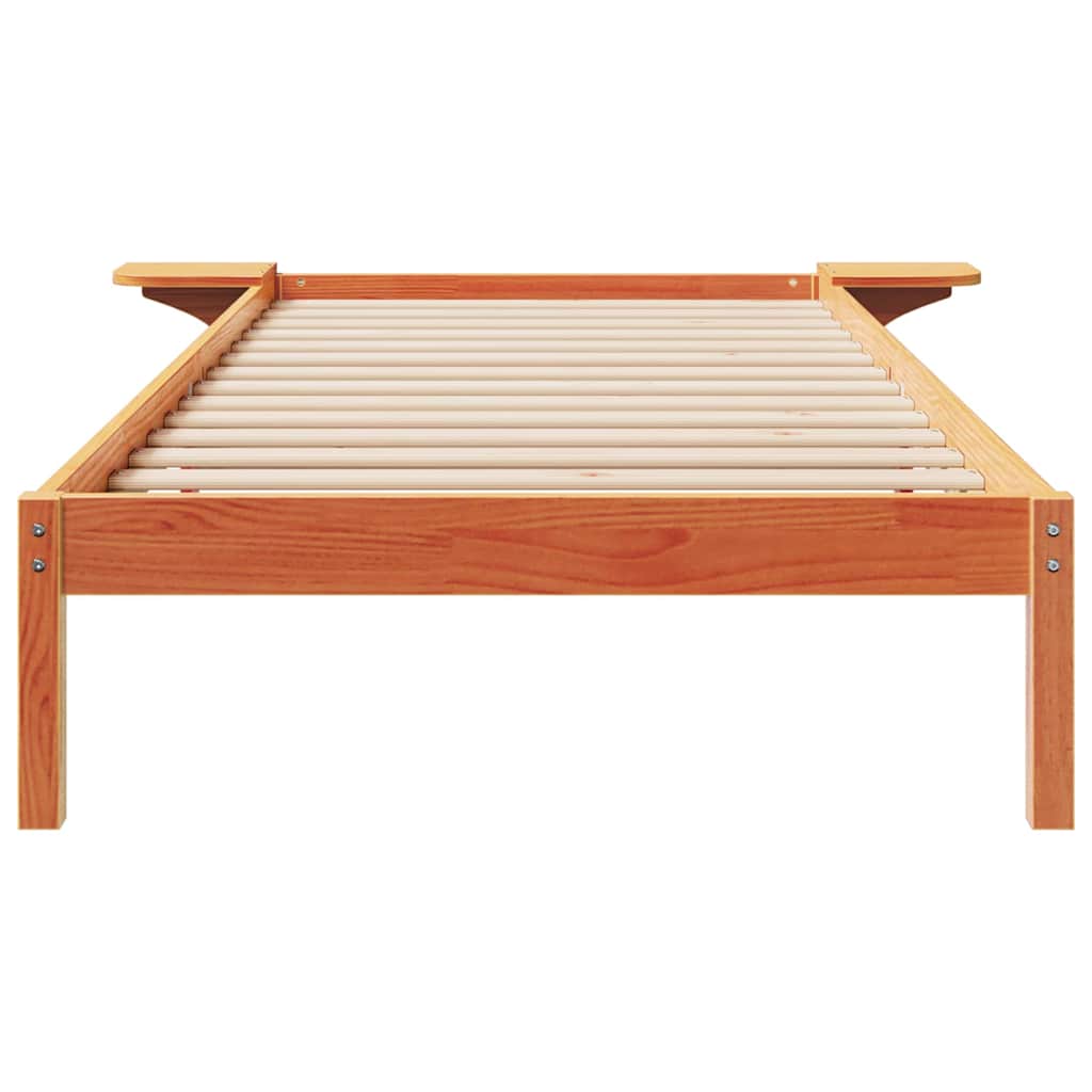 Bettgestell mit Nachttischen Wachsbraun 90 x 210 cm
