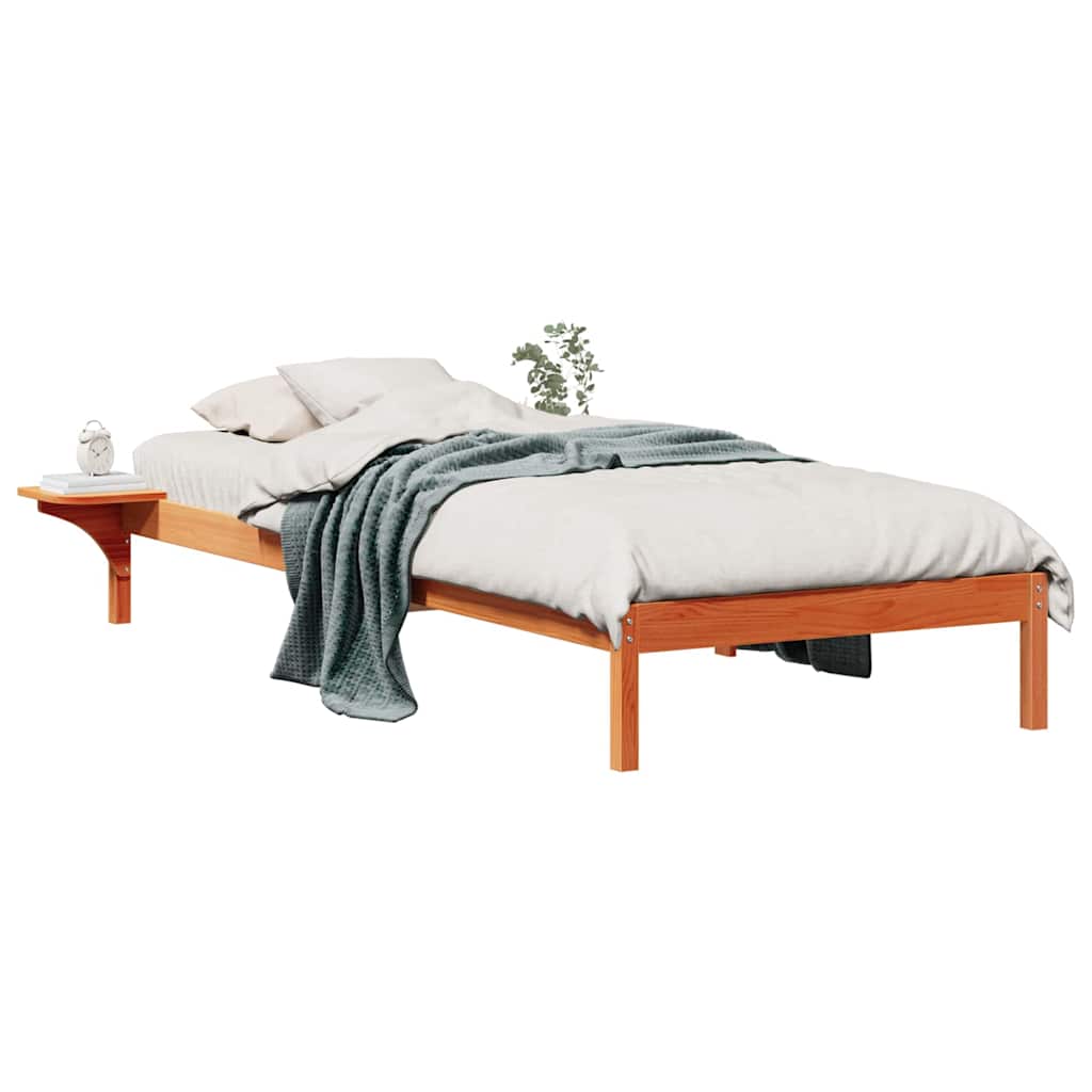 Bettgestell mit Nachttischen Wachsbraun 90 x 210 cm