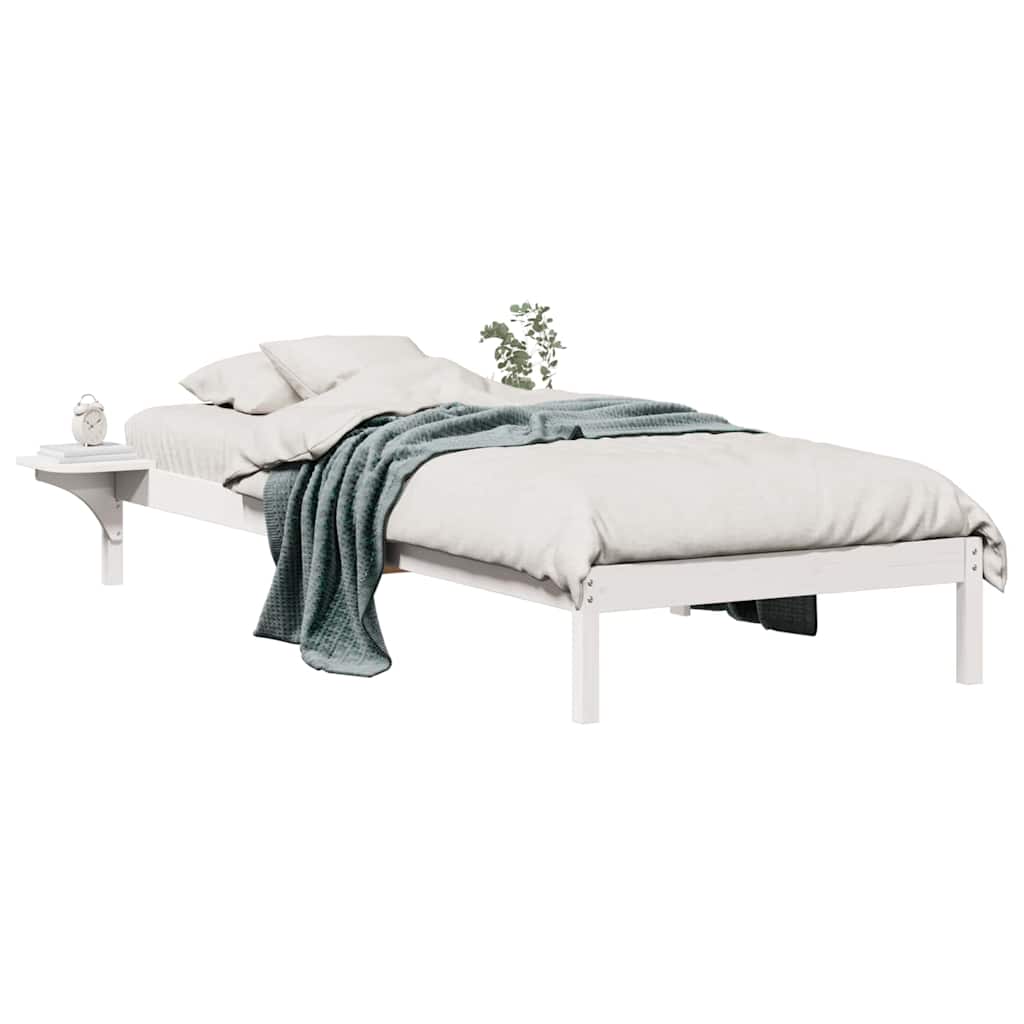 Bettgestell mit Nachttischen Weiß 100 x 210 cm
