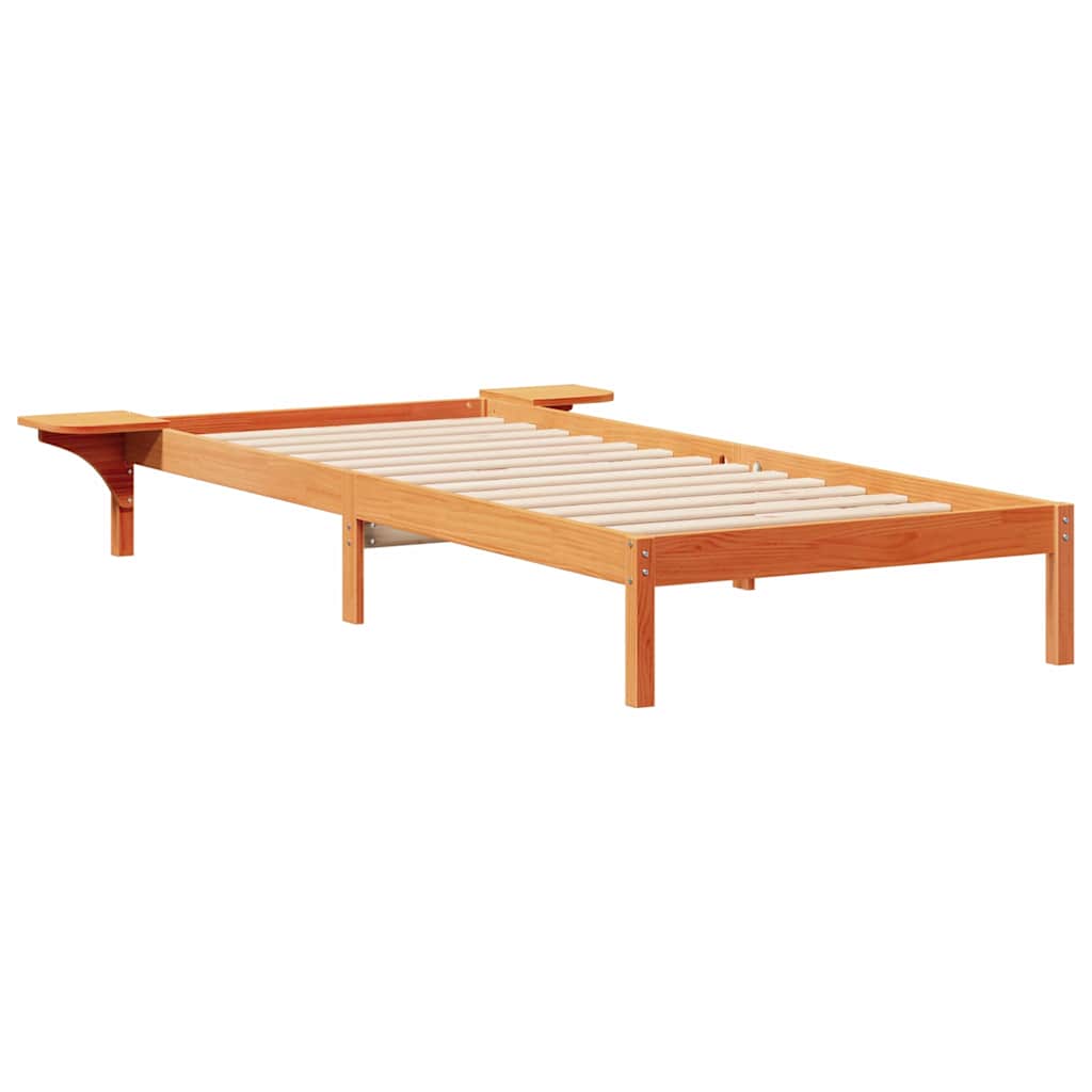 Bettgestell mit Nachttischen Wachsbraun 100 x 210 cm