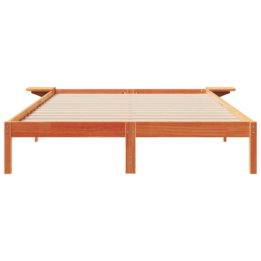 Bettgestell mit Nachttischen Wachsbraun 160 x 210 cm