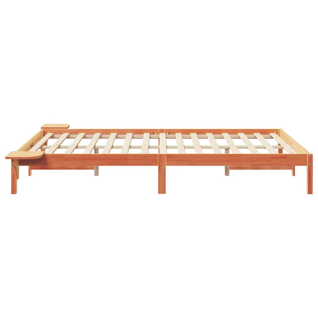Bettgestell mit Nachttischen Wachsbraun 160 x 210 cm