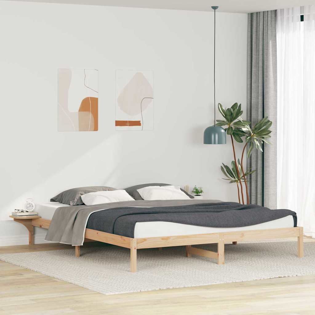 Bettgestell mit Nachttischen Natur 180 x 210 cm