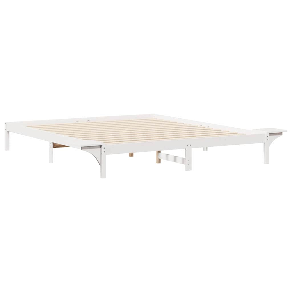 Bettgestell mit Nachttischen Weiß 180 x 210 cm
