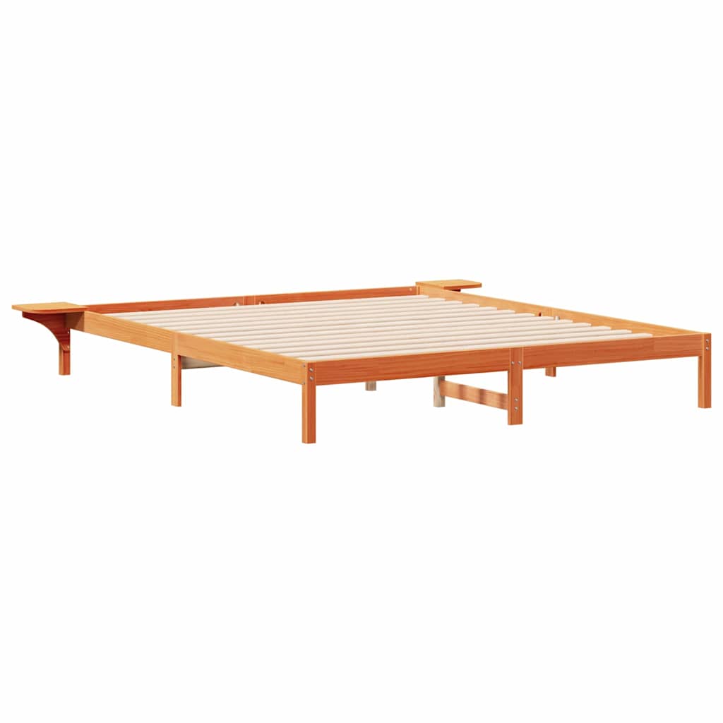 Bettgestell mit Nachttischen Wachsbraun 180 x 210 cm