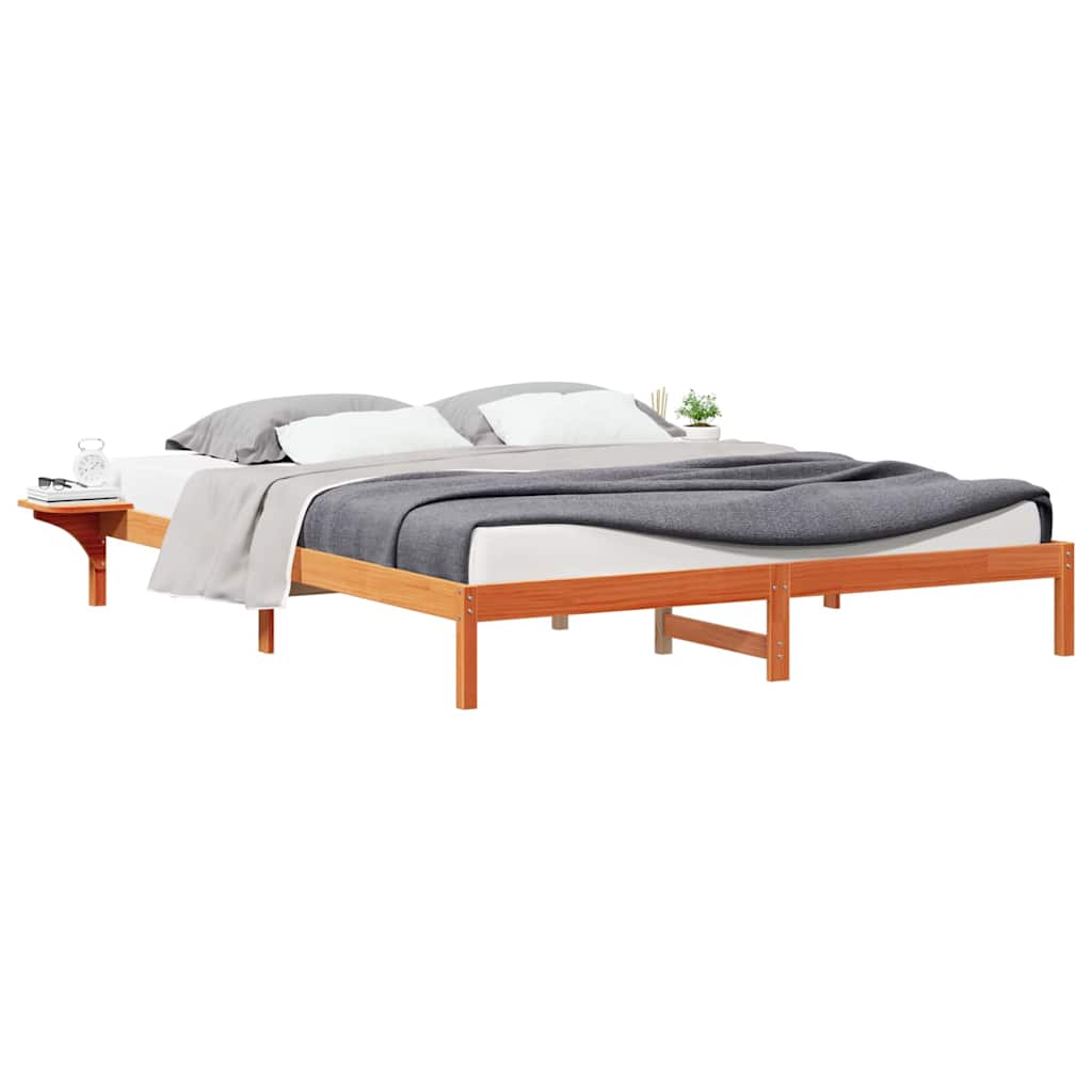 Bettgestell mit Nachttischen Wachsbraun 200 x 210 cm