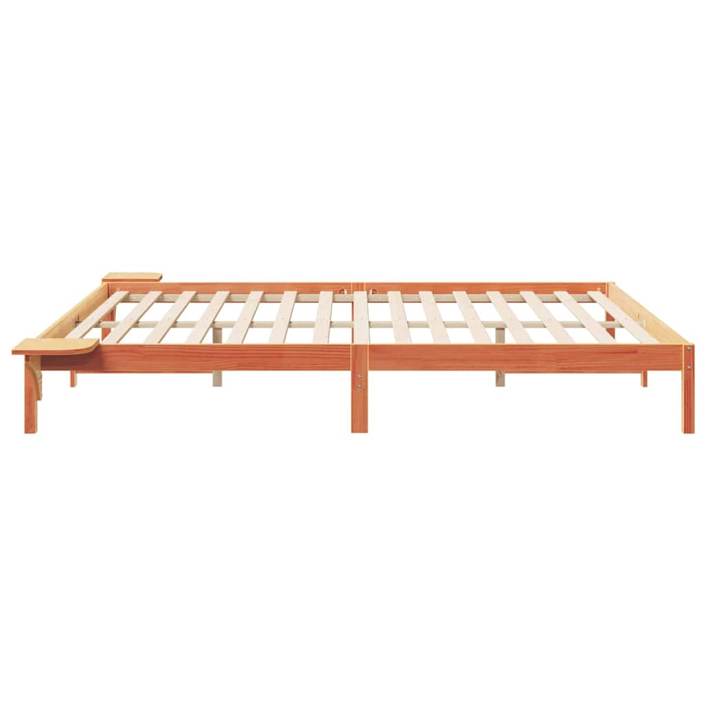 Bettgestell mit Nachttischen Wachsbraun 200 x 210 cm