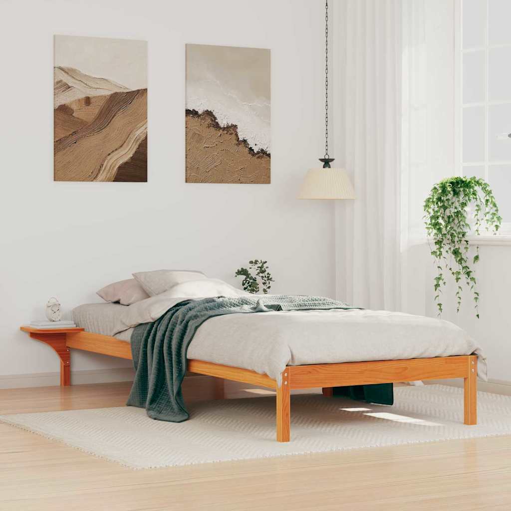 Bettgestell mit Nachttischen Wachsbraun 80 x 220 cm