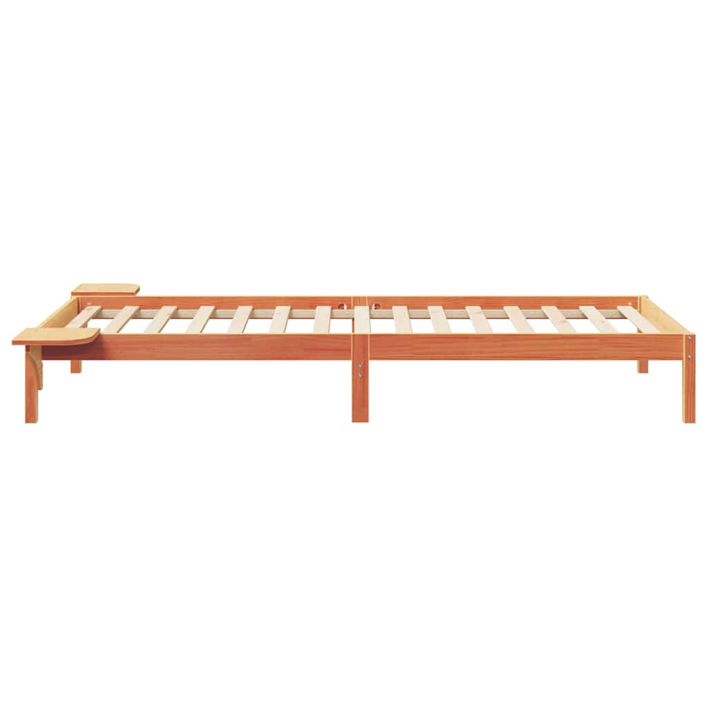 Bettgestell mit Nachttischen Wachsbraun 80 x 220 cm
