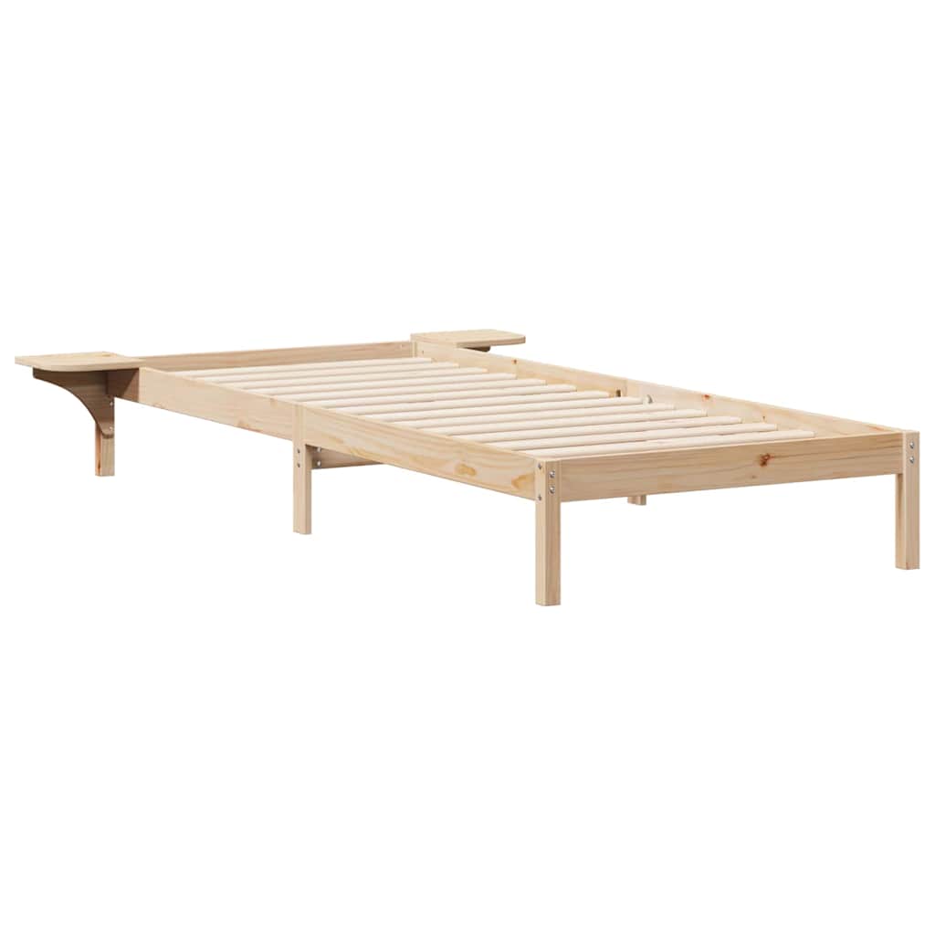 Bettgestell mit Nachttischen Natur 90 x 220 cm