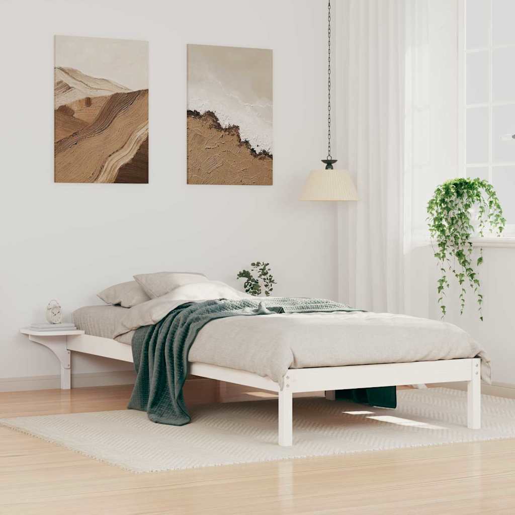 Bettgestell mit Nachttischen Weiß 90 x 220 cm