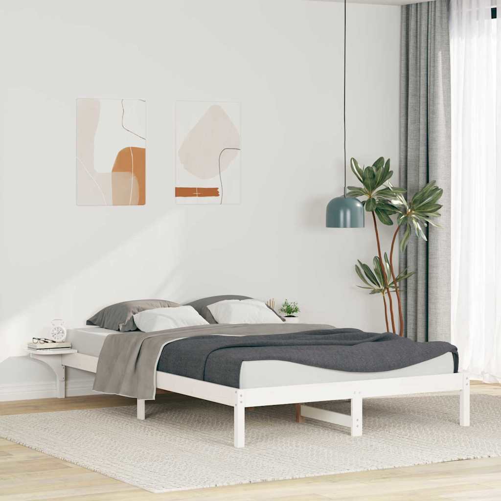 Bettgestell mit Nachttischen Weiß 140 x 220 cm