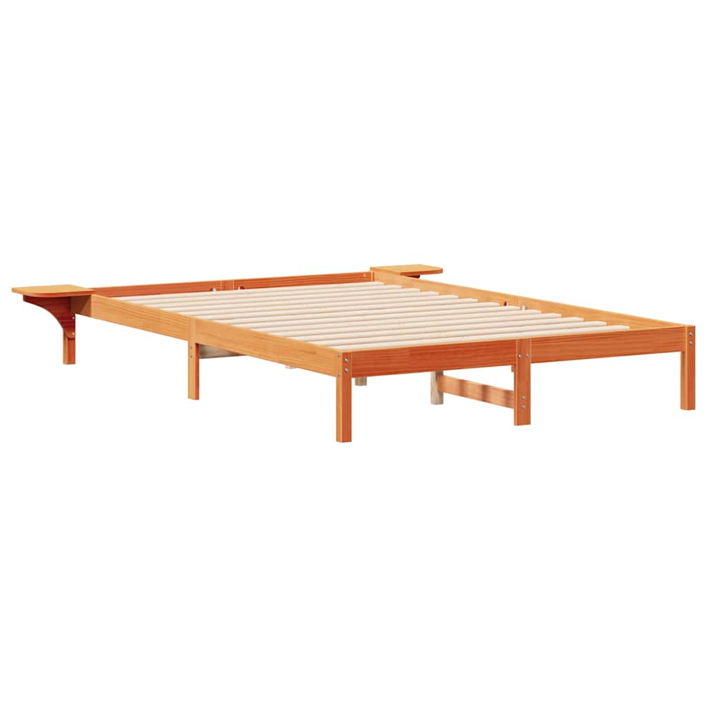 Bettgestell mit Nachttischen Wachsbraun 140 x 220 cm