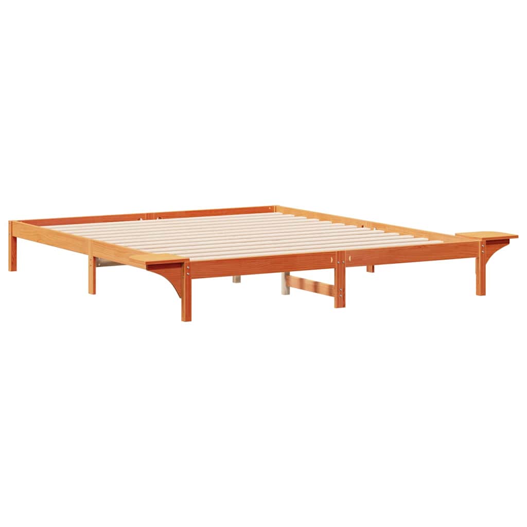 Bettgestell mit Nachttischen Wachsbraun 180 x 220 cm