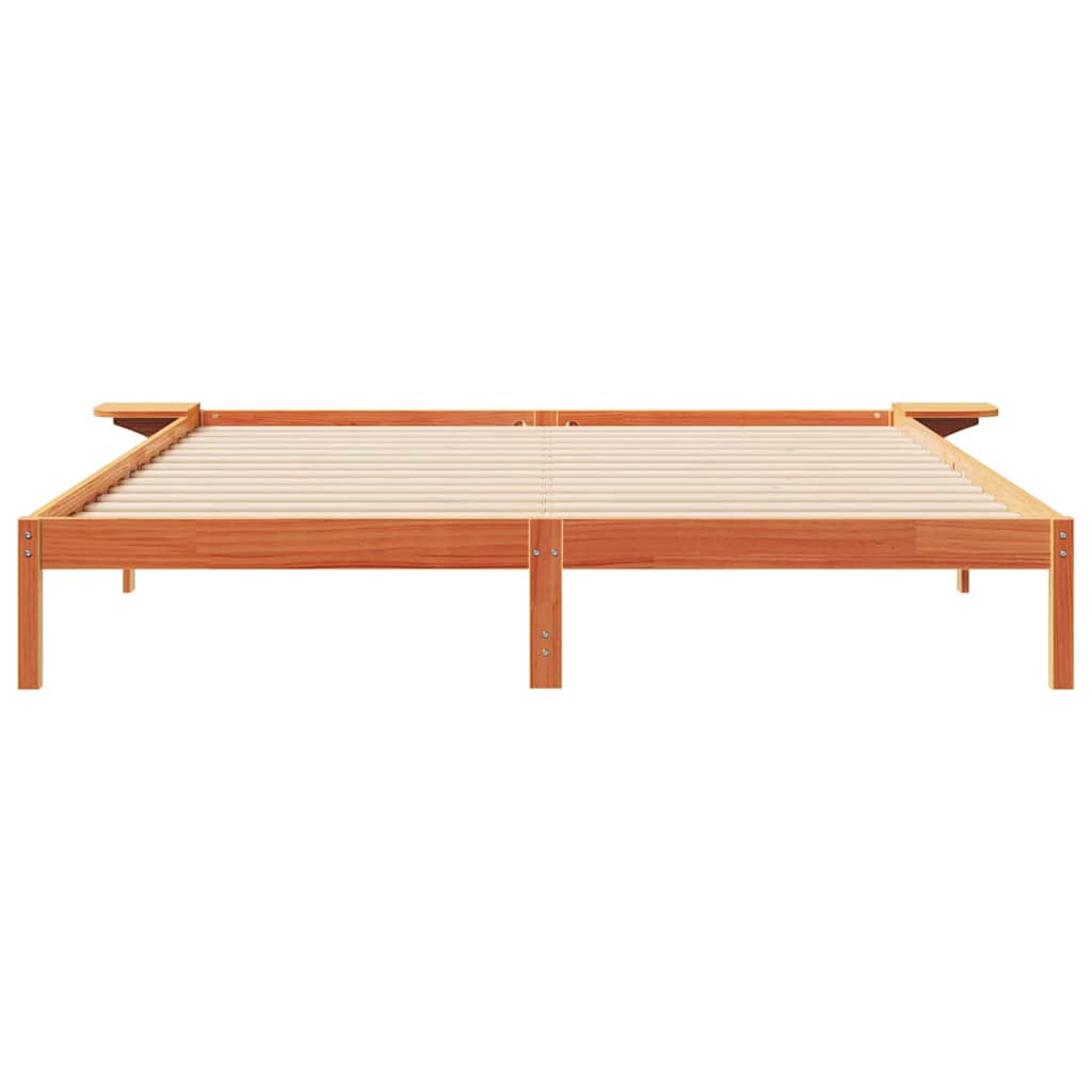 Bettgestell mit Nachttischen Wachsbraun 180 x 220 cm