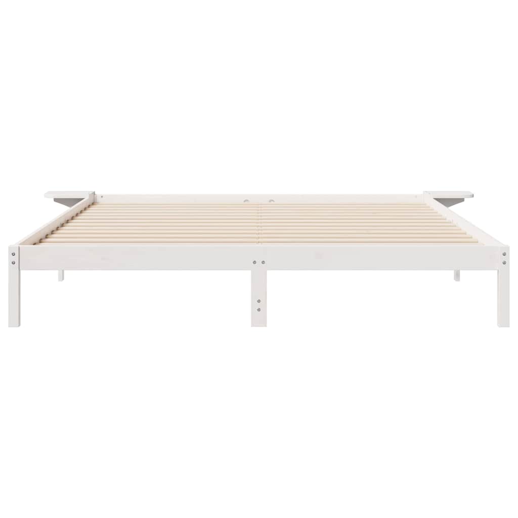 Bettgestell mit Nachttischen Weiß 200 x 220 cm