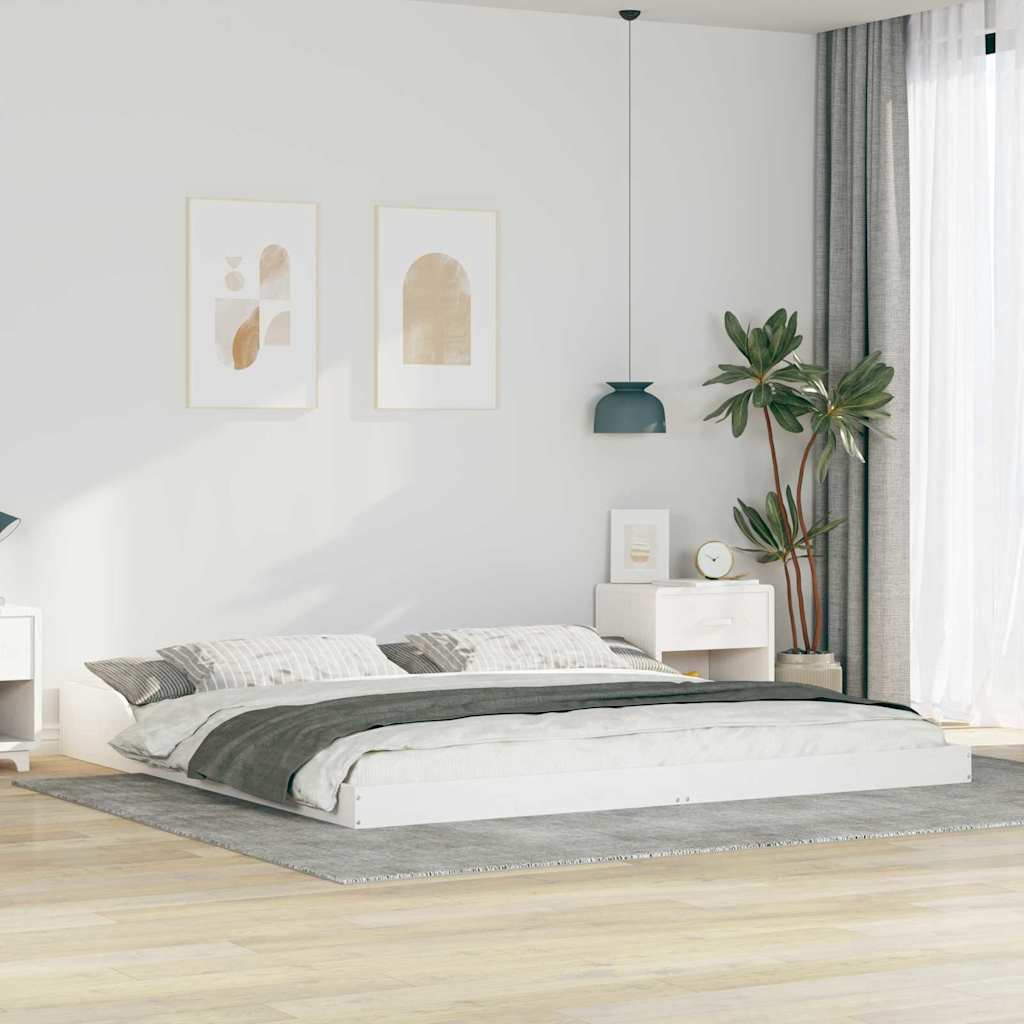 Bettrahmen Weiß 200 x 200 cm Massives Kiefernholz