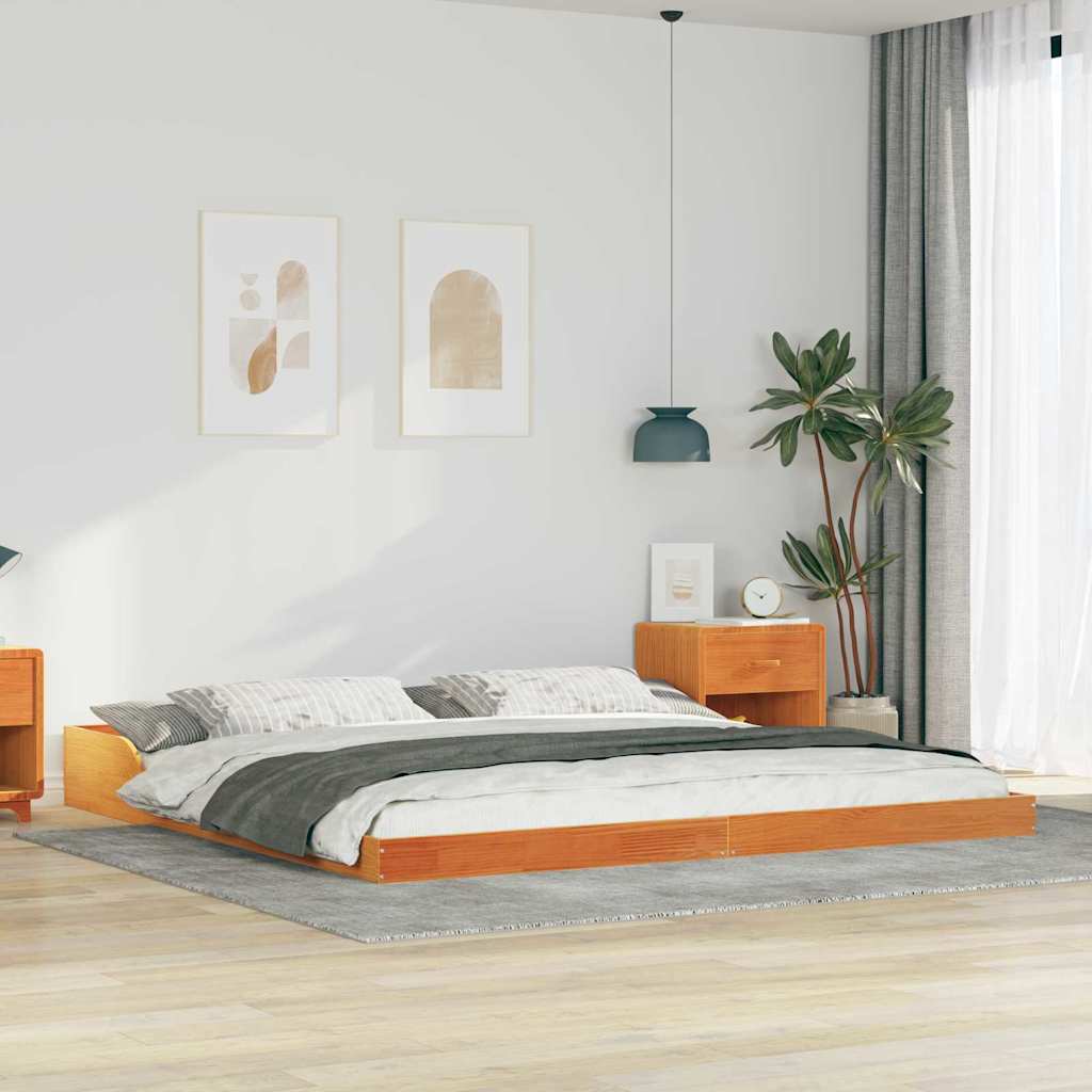 Bettrahmen Wachsbraun 180 x 200 cm Massives Kiefernholz