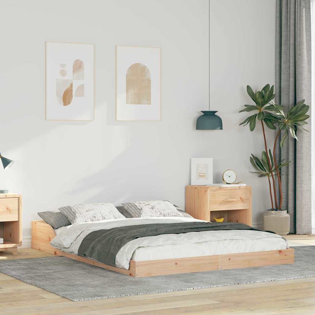 Bettrahmen Braun 140 x 190 cm Massives Kiefernholz