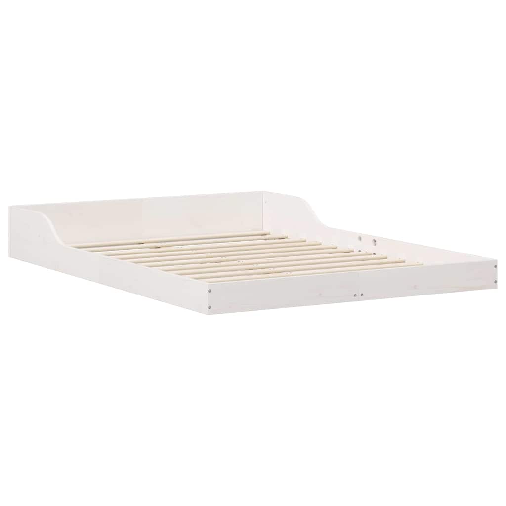 Bettrahmen Weiß 135 x 190 cm Massives Kiefernholz