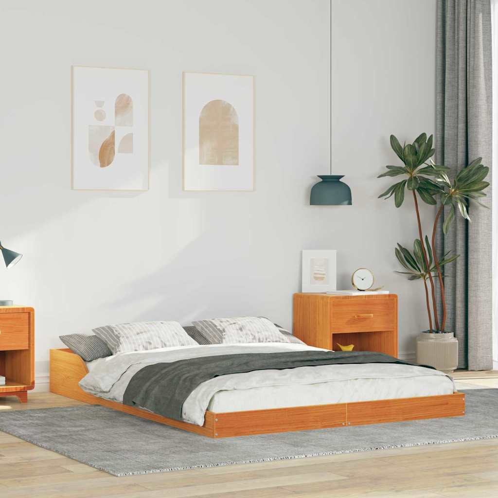 Bettrahmen Wachsbraun 120 x 190 cm Massives Kiefernholz