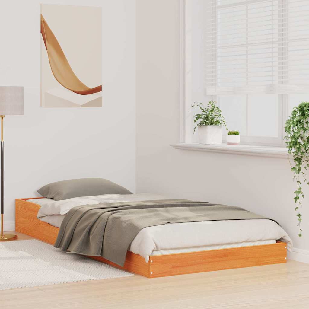 Bettrahmen Wachsbraun 80 x 200 cm Massives Kiefernholz