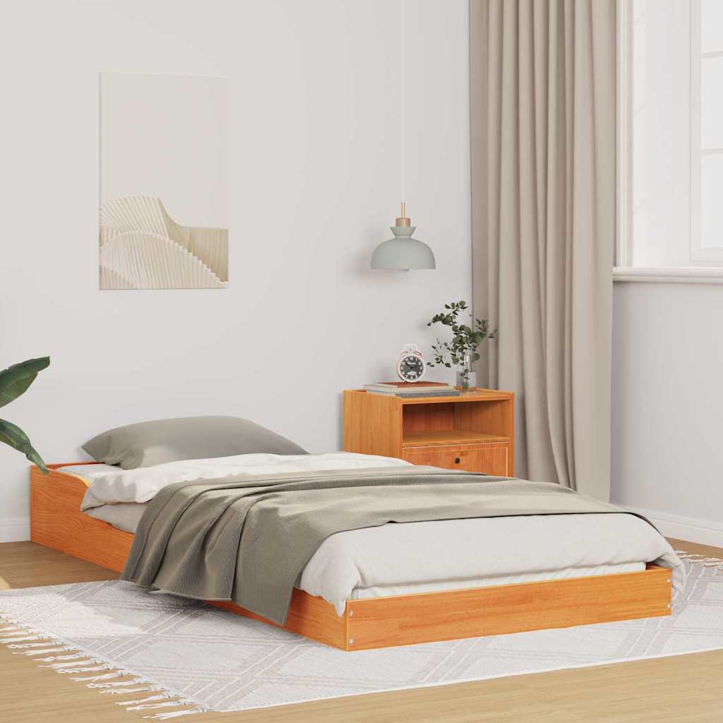 Bettrahmen Wachsbraun 75 x 190 cm Massives Kiefernholz
